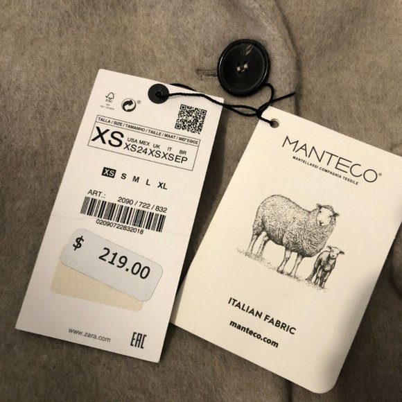 ZARA WOMEN NEW OVERSIZED MANTECO WOOL BLEND COAT TAUPE GRAY 2090/722 - Picture 12 of 12